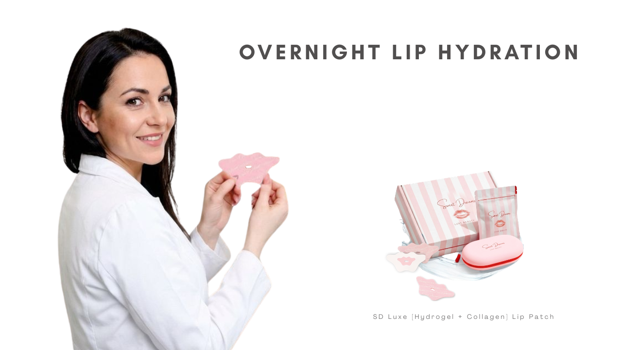 Load video: SD Luxe [Hydrogel + Collagen] Beauty Sleep Lip Treatment Patch for Overnight Lip Hydration, Beauty Sleep Lip Patches