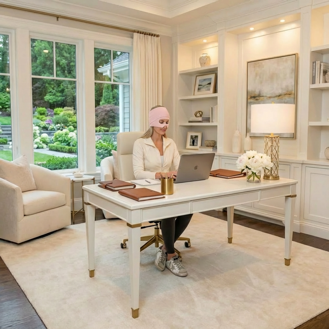 Luxe Migraine Relief Cap With Built In Eye Mask, Premium 360° Medical-Grade Gel Gentle Compression and Soft Breathable Fabric. Long-Lasting Headache Relief Cap. Luxury Gift Box + Storage Bag Included.